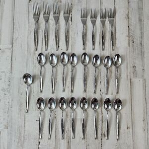 25 Pc Stainless Steel Japan Starburst Star Astral Atomic Flatware Forks Vtg